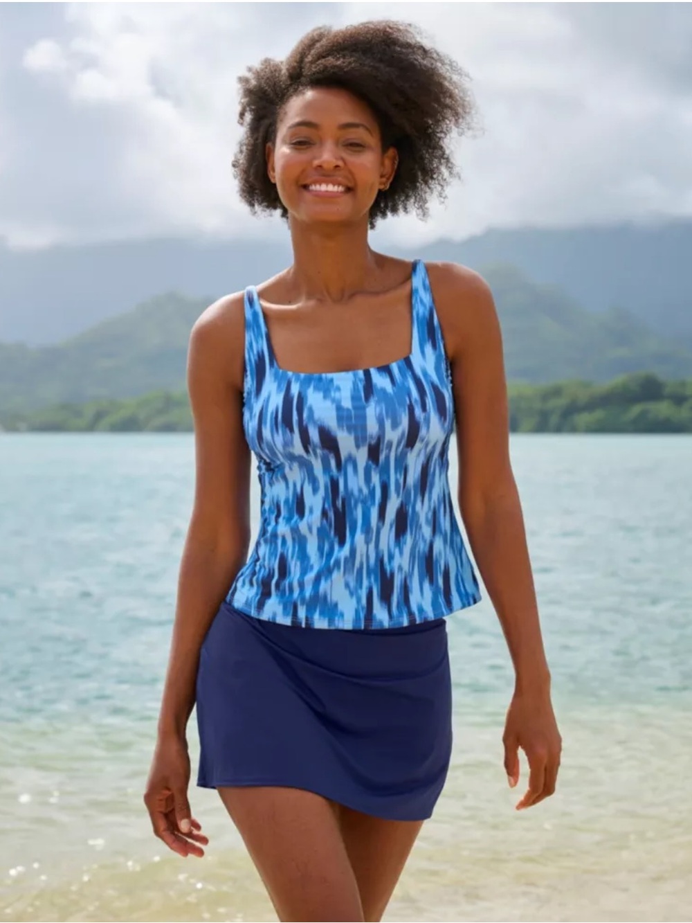LL Bean Women's New Currents Swimwear, Squareneck Tankini Top ONLY! Size 14